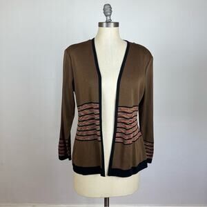 Misook Brown Stripe Cardigan